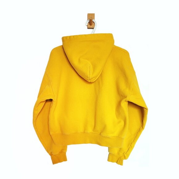 Aritzia TNA CozyAF Fleece Golden Yellow Cropped Hoodie Sweater - Size M - Picture 2 of 9